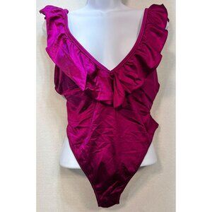Pink Victoria's Secret Women's One Piece Swimsuit Deep Plunge V Neck Sz M Purple
